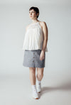 Linen and Leather Lace Singlet with Shoulder ties Linen and Leather Lace Singlet with Shoulder ties