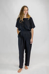 Silk Crepe De Chine Dining Trouser with V Waist Yoke and Pockets Silk Crepe De Chine Dining Trouser with V Waist Yoke and Pockets