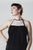 Black and White Leather Lace Halter Singlet