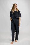 Silk Crepe De Chine Dining Trouser with V Waist Yoke and Pockets
