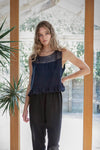 Georgie Leather Lace and Linen Top